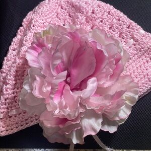Toddler Pink Floral Crochet Kids Hat
